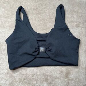 Bombshell Sportswear Black Twist-Front Sports Bra